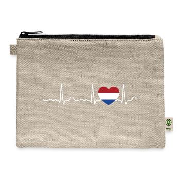 Netherlands - heartbeat, pulse, heart line, ECG - Hemp Carry All Pouch - natural - Front