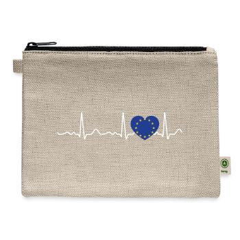Europe - heartbeat, pulse, heart line, ECG - Hemp Carry All Pouch - natural - Front