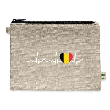 Belgium - heartbeat, pulse, heart line, ECG - Hemp Carry All Pouch - natural - Front