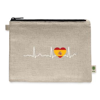 Spain - heartbeat, pulse, heart line, ECG - Hemp Carry All Pouch - natural - Front