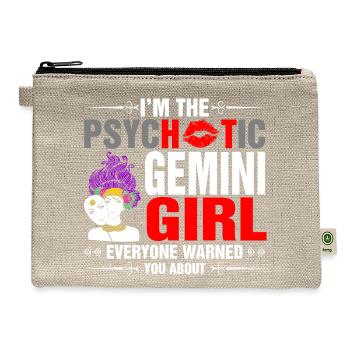 I Am The Psychotic Gemini Girl - Hemp Carry All Pouch - natural - Front