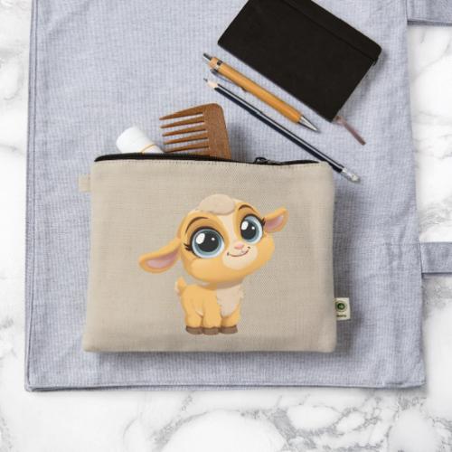 Sweet Cartoon Baby Goat with Joyful Smile - Hemp Carry All Pouch