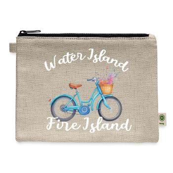 WATER ISLAND Fire Island watercolor bicycle LI NY  - Hemp Carry All Pouch - natural - Front
