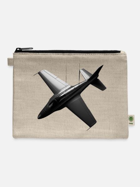 Black Jet Silhouette - Hemp Carry All Pouch - natural