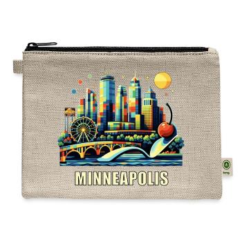 Minneapolis Souvenir Skyline Pop Art - Hemp Carry All Pouch - natural - Front
