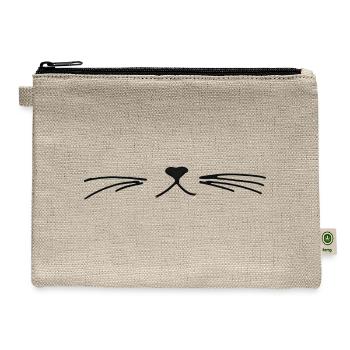 Minimal Cat Whisker Face - Hemp Carry All Pouch - natural - Front