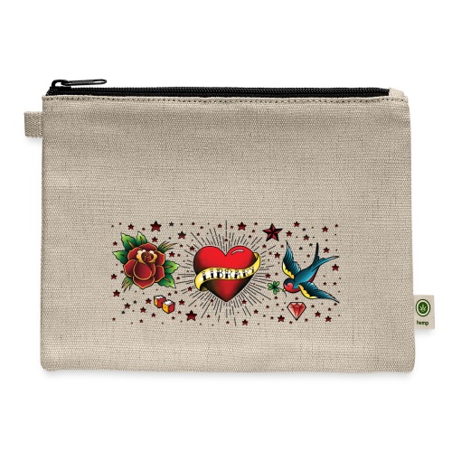 I Love My Library Tattoo Vignette - Hemp Carry All Pouch