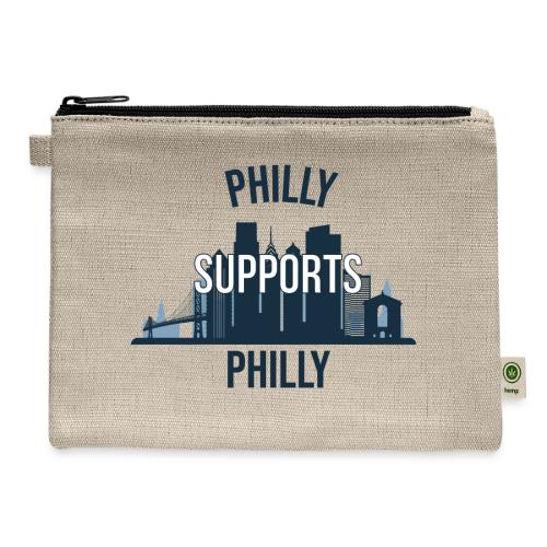 Philly Supports Philly skyline blue transparentbg - Hemp Carry All Pouch