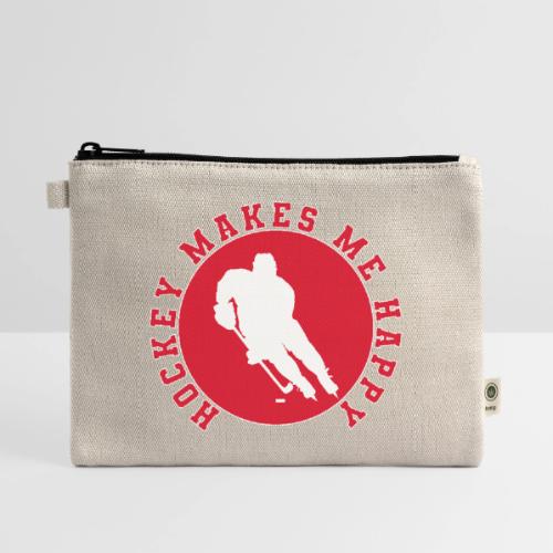 Hockey Makes Me Happy – Ice Hockey Fan Emblem - Hemp Carry All Pouch