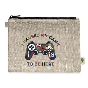 Paused My Game Camouflage Controller - Hemp Carry All Pouch - natural - Front