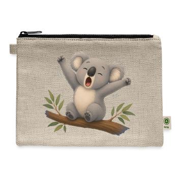 Tired koala stretching after a nap - Hemp Carry All Pouch - natural - Front