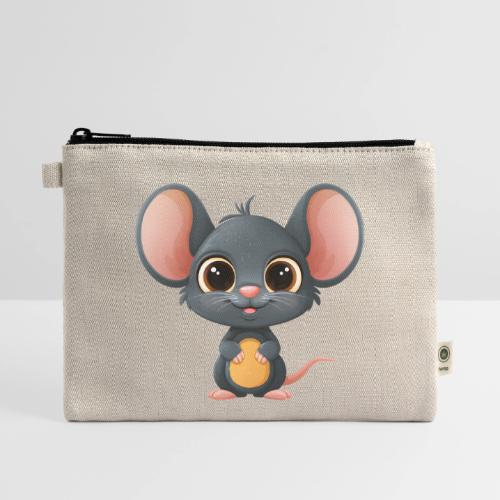 Joyful Cartoon Baby Mouse Smiling Brightly - Hemp Carry All Pouch