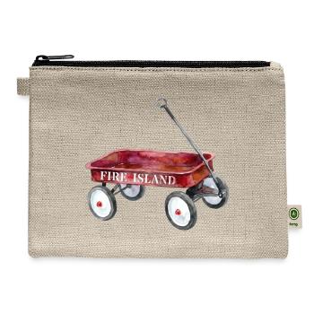 Fire Island Red Wagon Watercolor Beach Vacation  - Hemp Carry All Pouch - natural - Front