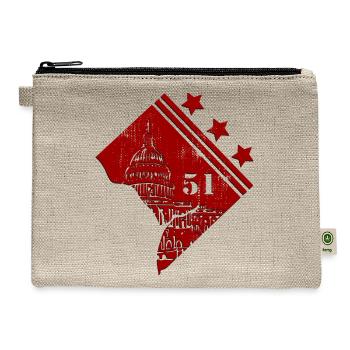 DC 51st State - Washington DC State Flag Map Style - Hemp Carry All Pouch - natural - Front