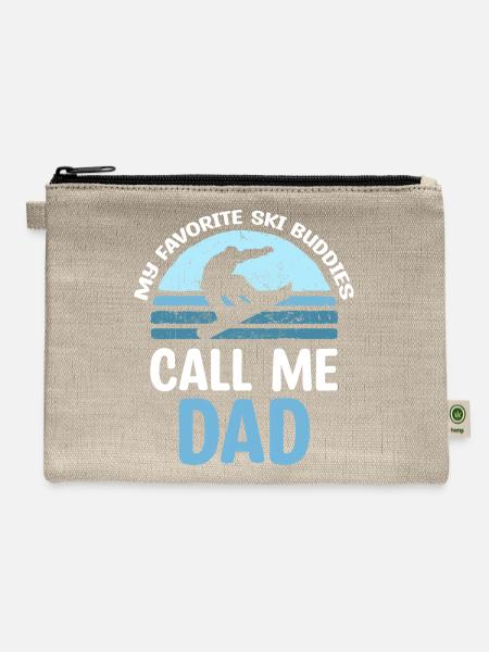 Funny Skiing For Dad - Hemp Carry All Pouch - natural