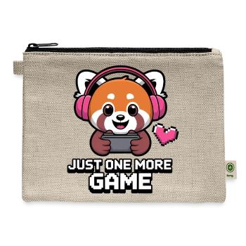 Kawaii Gamer Girl Red Panda Just One More Game - Hemp Carry All Pouch - natural - Front