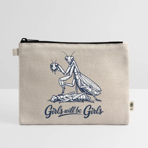 Girls Will Be Girls Praying Mantis Humor - Hemp Carry All Pouch