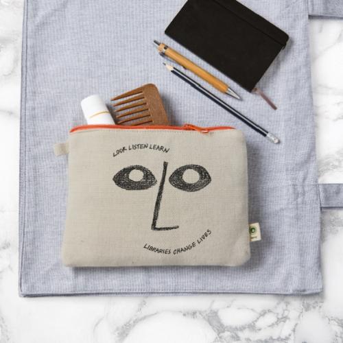 Vintage ALA: Libraries Change Lives Face - Hemp Carry All Pouch