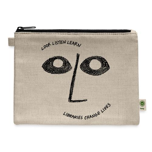Vintage ALA: Libraries Change Lives Face - Hemp Carry All Pouch