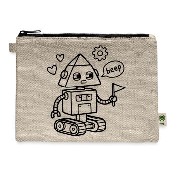 Robot Beep Kids Birthday Tech Nerd STEM - Hemp Carry All Pouch - natural - Front