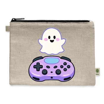 Cute Gamer Ghost with Controller - Hemp Carry All Pouch - natural - Front