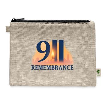 911 Remembrance Candle Skyline Design - Hemp Carry All Pouch - natural - Front