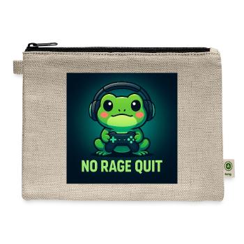 No Rage Quit — Cute Chibi Frog Gamer Design - Hemp Carry All Pouch - natural - Front