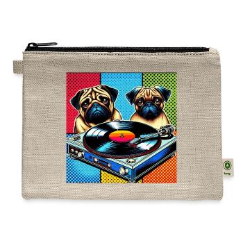 Pug Pop Art Vinyl - Hemp Carry All Pouch - natural - Front