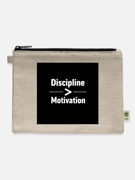 Discipline & Motivation T-Shirt - Hemp Carry All Pouch - natural