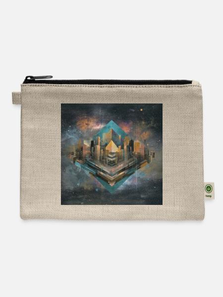 Geometric City Nebula - Hemp Carry All Pouch - natural