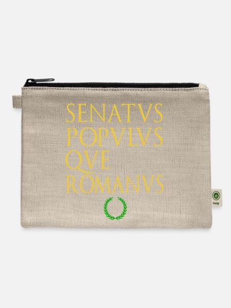 Senate and people of Rome written in latin - Hemp Carry All Pouch - natural