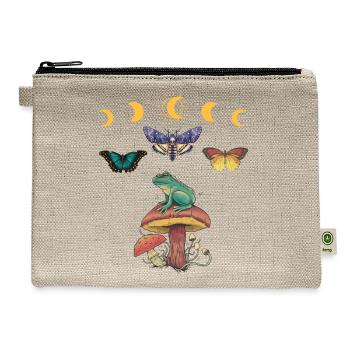 Cottagecore Cottage Core Frog Goblincore - Hemp Carry All Pouch - natural - Front