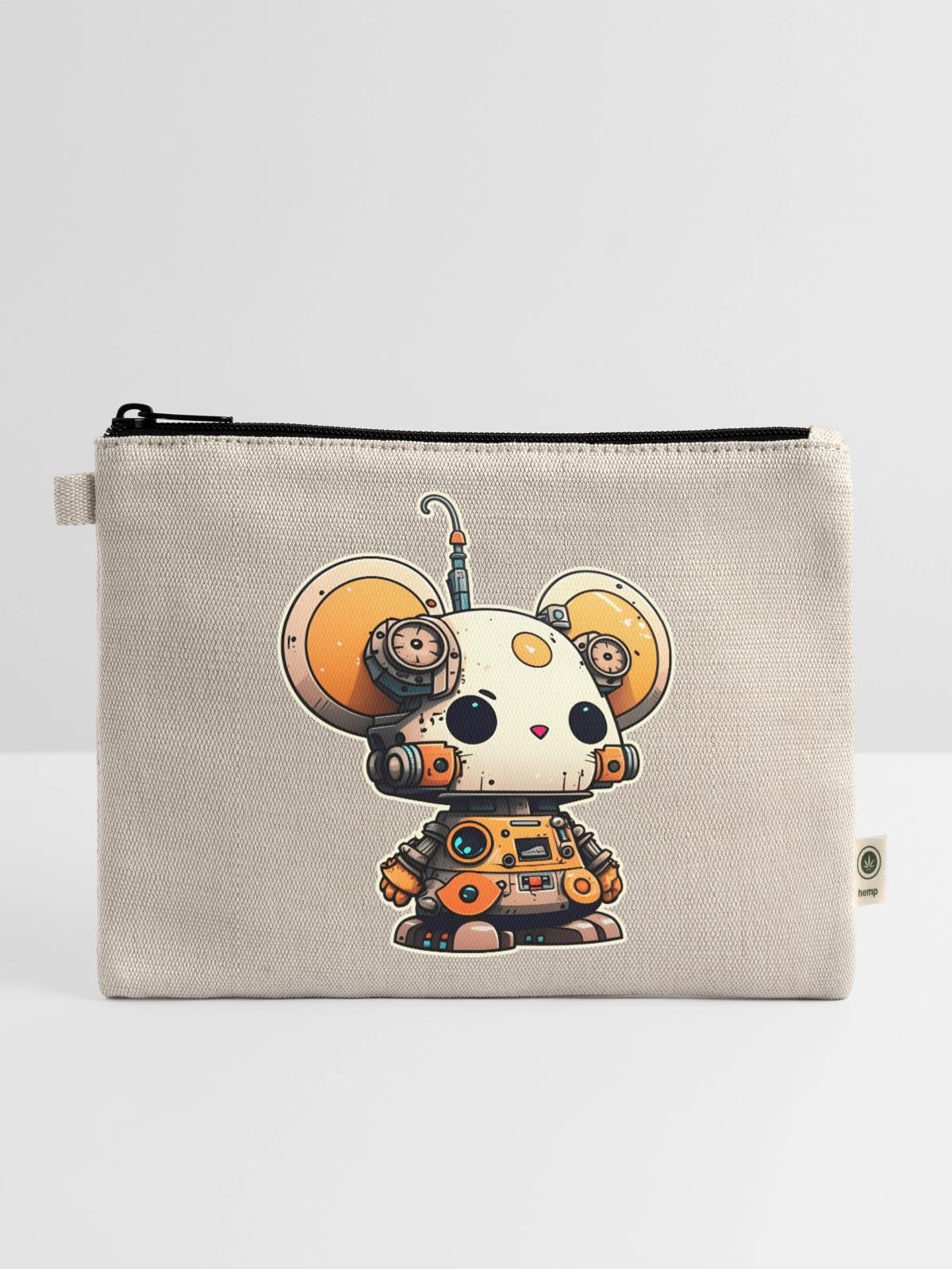 Mouse Robot - Hemp Carry All Pouch - natural - Front