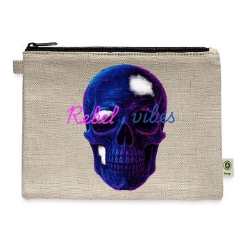 Rebel Vibes Neon Skull Design" - Hemp Carry All Pouch - natural - Front