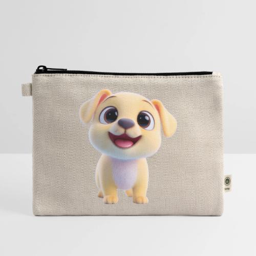 Playful 3D Baby Puppy Looking Up - Hemp Carry All Pouch