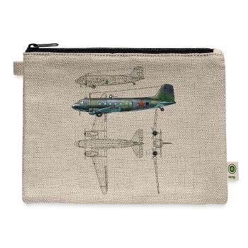 Retro Soviet Li-2 - Hemp Carry All Pouch - natural - Front