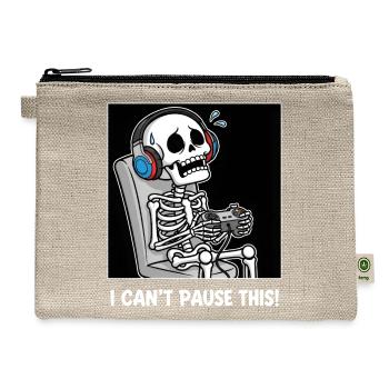 Skeleton Gamer with Headphones and Controller - Hemp Carry All Pouch - natural - Front