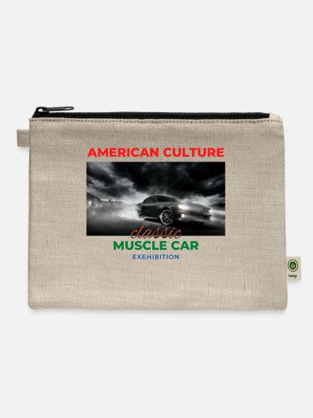 American Muscle Car Event T Shirt - Hemp Carry All Pouch - natural