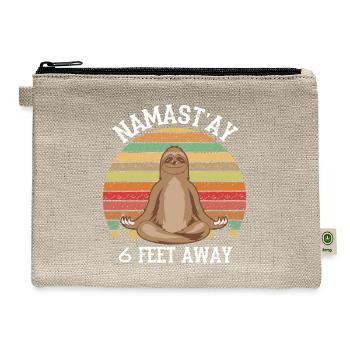 Retro Namaste 6 Feet Away Vintage Graphic - Hemp Carry All Pouch - natural - Front