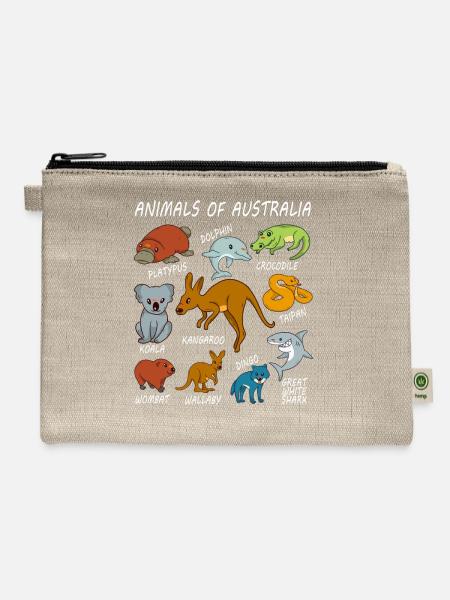 Animals Of Australia - Hemp Carry All Pouch - natural