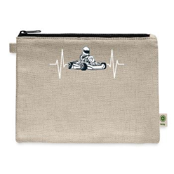 Kart Go-kart Kart Racing Heartbeat Line Gift - Hemp Carry All Pouch - natural - Front