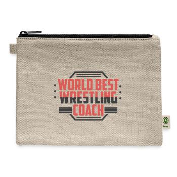 Worlds Best Wrestling Coach - Wrestling - Hemp Carry All Pouch - natural - Front