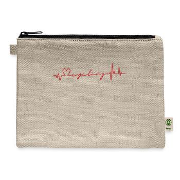 My Heart Beats For Cylcing Heartbeat EKG ECG - Hemp Carry All Pouch - natural - Front