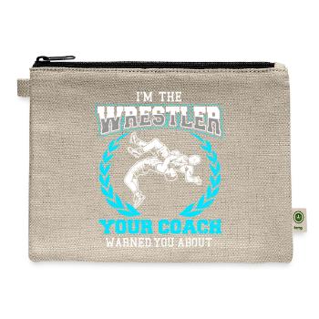 Wrestling Gifts for a Wrestling Fan - Hemp Carry All Pouch - natural - Front