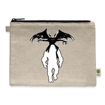 Bigfoot Riding Mothman - Funny Sasquatch Myth - Hemp Carry All Pouch - natural - Front