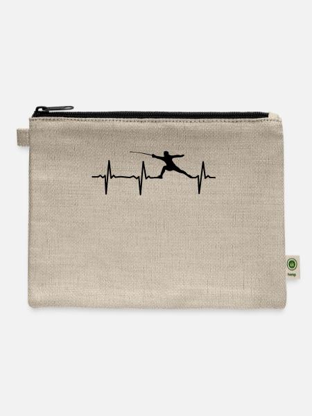 Fencing Heartbeat Fencing Player Fencing Game - Hemp Carry All Pouch - natural