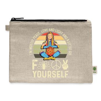 Peace Love and Light Yogi Gift - Hemp Carry All Pouch - natural - Front