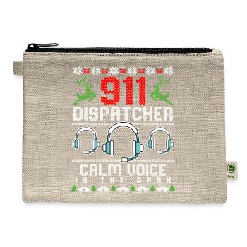 911 Dispatcher Calm Voice in the Dark - Hemp Carry All Pouch - natural - Front