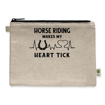 Equestrian horses horseback-riding Horseshoe horse - Hemp Carry All Pouch - natural - Front