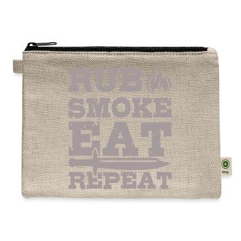 Grilling Funny Saying RUB SMOKE EAT REPEAT - Hemp Carry All Pouch - natural - Front
